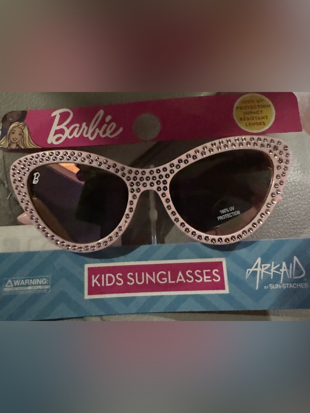 Barbie Pink Rhinestone Kids Sunglasses with Black Lenses